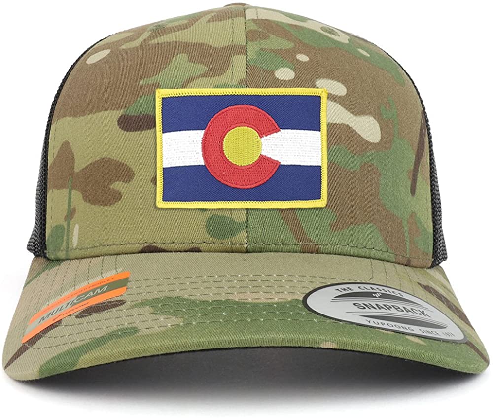 Armycrew Colorado State Flag Patch Camouflage Structured Trucker Mesh Baseball Cap