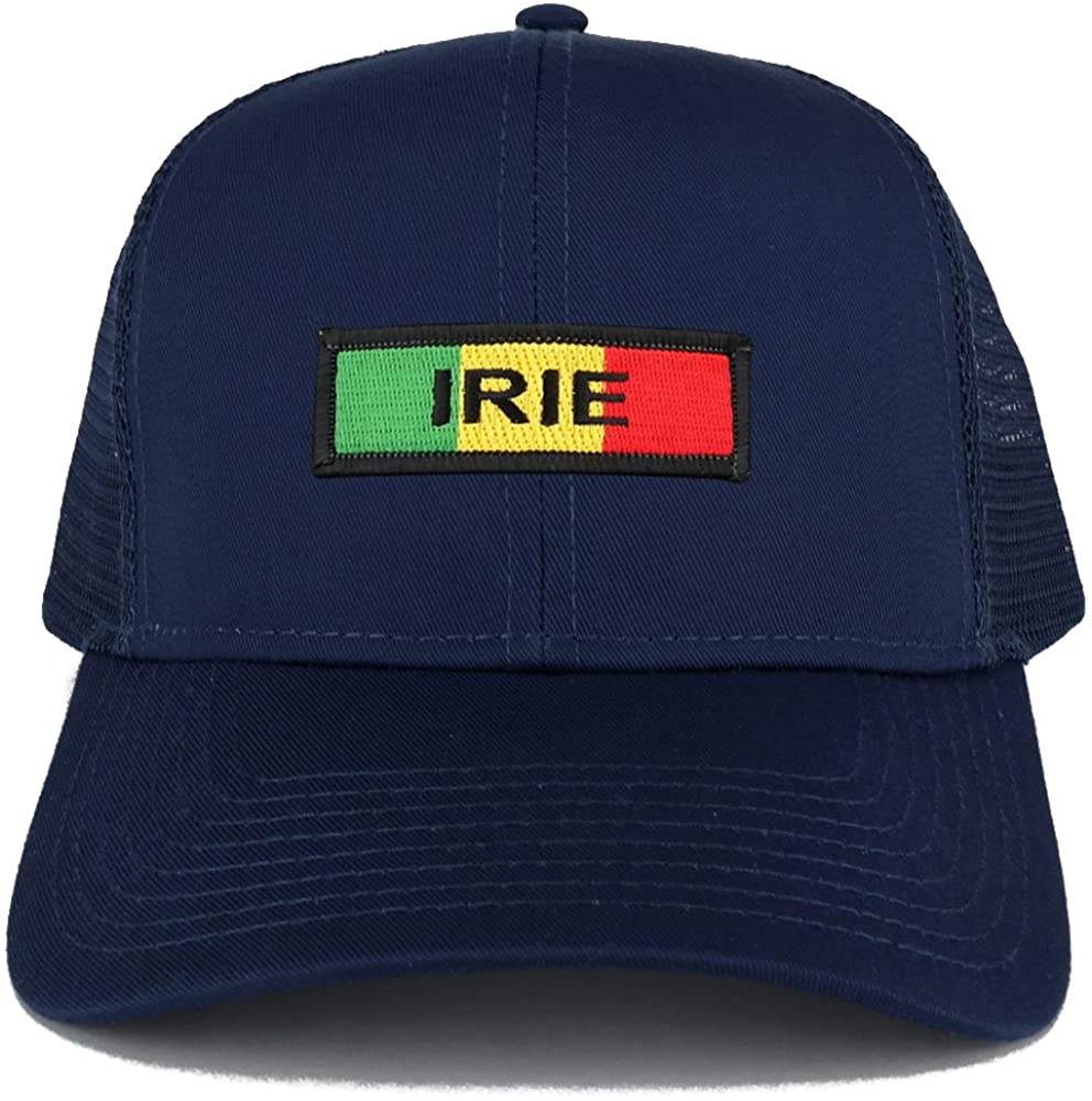 Irie Green Yellow Red Embroidered Iron on Patch Adjustable Trucker Mesh Cap