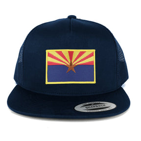 Flexfit 5 Panel Arizona Home State Flag Embroidered Patch Snapback Mesh Trucker Cap