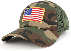 Armycrew USA Gold American Flag Embroidered Patch Low Crown Adjustable Tactical Mesh Cap