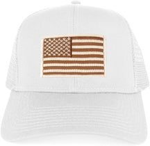 Armycrew USA American Flag Embroidered Patch Snapback Mesh Trucker Cap - White