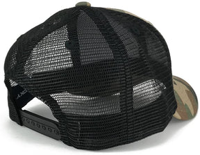US American Flag Embroidered Iron on Patch Adjustable Camo Trucker Cap - WWB - Black Grey