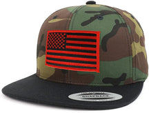 Armycrew Assorted USA Patch Two Tone Camo Black Flatbill Snapback Baseball Cap