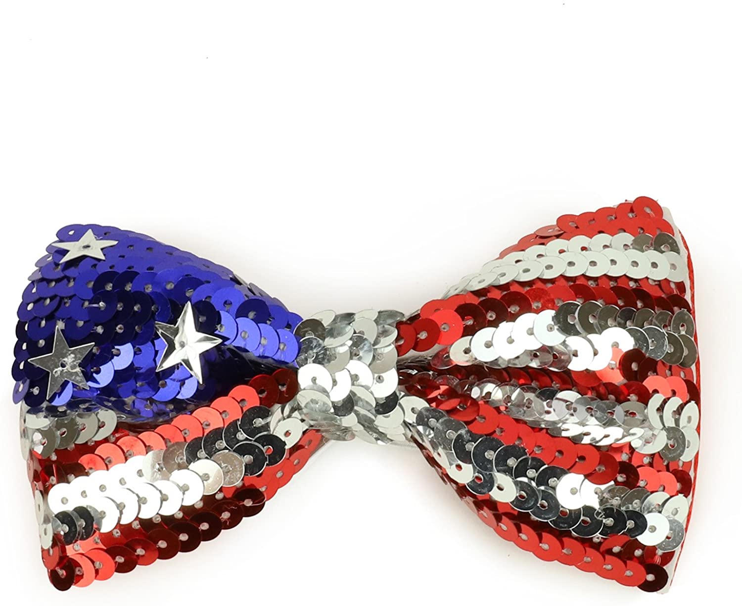 Armycrew Patriotic USA Flag Red/White/Blue Sequin Bow Tie with Elastic Band