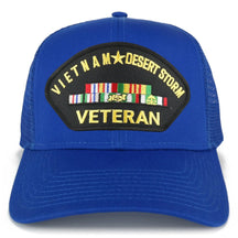 Armycrew Vietnam and Desert Storm Veteran Embroidered Patch Snapback Mesh Trucker Cap