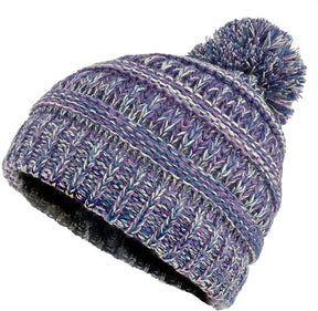 Armycrew Kids Cold Weather Multi Color Knit Beanie Hat with Pom Pom - HOT Pink White