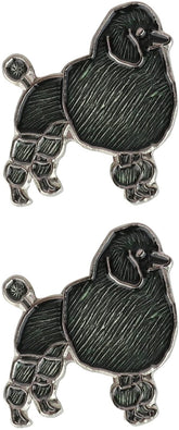 Armycrew Metallic Black Poodle Dog Badge Lapel Pins 2 Pack Set
