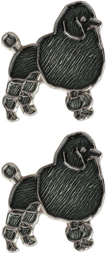 Armycrew Metallic Black Poodle Dog Badge Lapel Pins 2 Pack Set