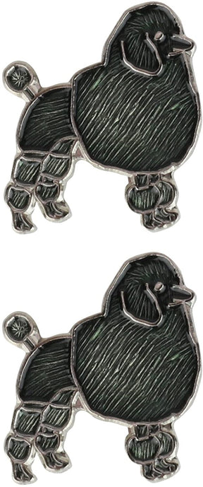 Armycrew Metallic Black Poodle Dog Badge Lapel Pins 2 Pack Set