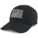 Armycrew USA Patriotic Black 2 American Flag Rubber Tactical Patch Adjustable Structured Operator Cap - ACU