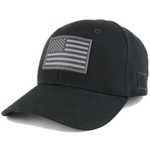 Armycrew USA Patriotic Black 2 American Flag Rubber Tactical Patch Adjustable Structured Operator Cap - ACU