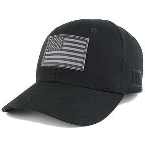 Armycrew USA Patriotic Black 2 American Flag Rubber Tactical Patch Adjustable Structured Operator Cap - ACU