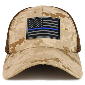 Armycrew Thin Blue Line American Flag 3D Rubber Tactical Patch Air Mesh Flex Cap