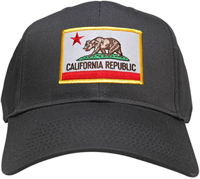 California Republic Embroidered Iron On Patch Gold Border Snapback Baseball Cap