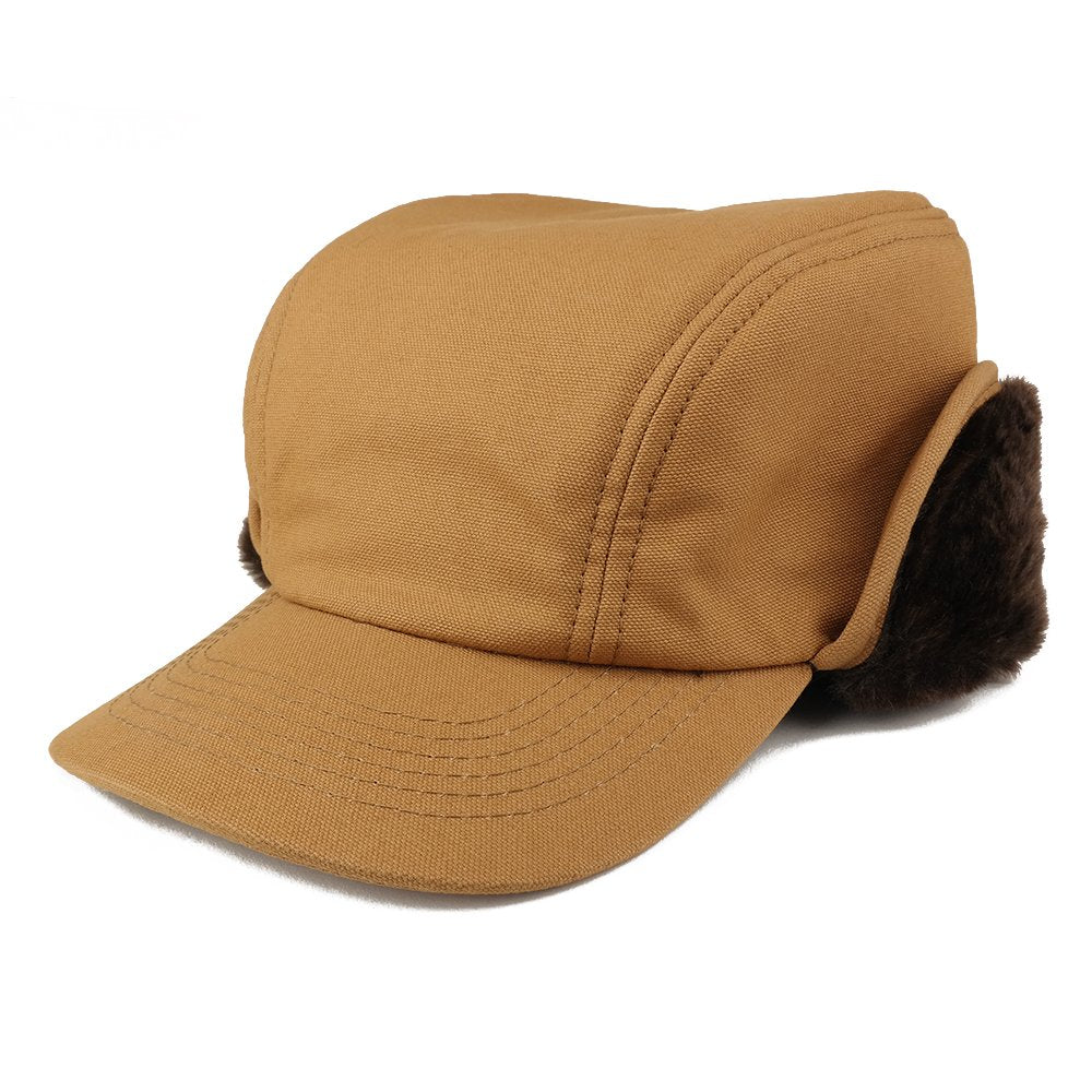 Armycrew Men's Duck Work Superior Cotton Winter Ball Cap with Earflap - Brown
