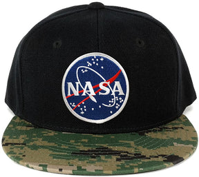 NASA Meatball Round Embroidered Iron on Patch Camo Flat Bill Snapback Cap