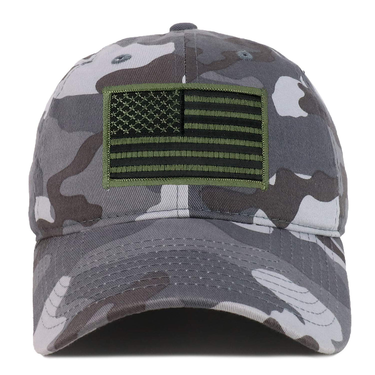 Armycrew Black Olive American Flag Embroidered Patch Camo Soft Crown Baseball Cap