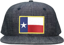 Washed Denim Texas State Flag Embroidered Iron on Patch Snapback Cap - Black