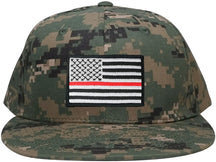 Armycrew Flat Bill Digital Camo American Flag Patch Snapback Cap - MCU - Black Grey
