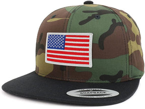 Armycrew Assorted USA Patch Two Tone Camo Black Flatbill Snapback Baseball Cap