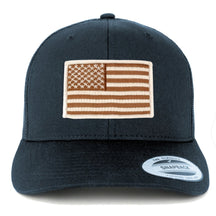 Armycrew American Flag Patch Snapback Trucker Mesh Cap - Navy