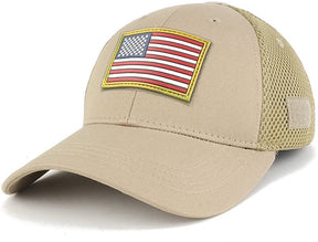 Armycrew USA Gold American 3D Flag Rubber Tactical Patch Low Crown Adjustable Mesh Cap