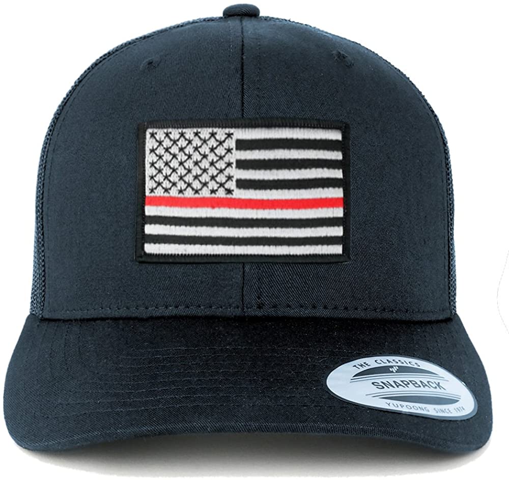 Armycrew American Flag Patch Snapback Trucker Mesh Cap - Navy