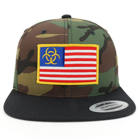 Armycrew Biohazard Yellow USA Flag Camo Black Flatbill Snapback Baseball Cap