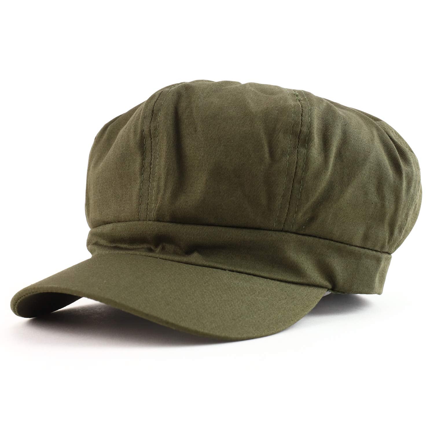 Women's Lightweight 100% Cotton Soft Fit Newsboy Cap with Elastic Back - Black Olive
