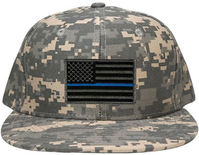 Armycrew Flat Bill Digital Camo American Flag Patch Snapback Cap - ACU - Black Grey