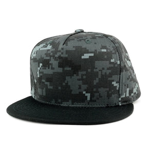 DECKY Blank 5 Panel Cotton Constructed Flat Bill Adjustable Snapback Cap - Black
