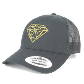 Armycrew Flexfit Oversize XXL Gold Diamond Embroidered Retro Trucker Mesh Cap