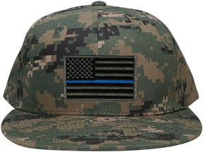 Armycrew Flat Bill Digital Camo American Flag Patch Snapback Cap - MCU - Black Grey