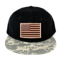 USA American Flag Embroidered Iron on Patch Camo Bill Snapback Cap - ACU