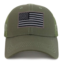 Armycrew American Flag Black Tactical Embroidered Patch Trucker Mesh Back Cap
