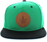 Armycrew Round Marijuana Logo Flat Bill Cotton Snapback Baseball Cap