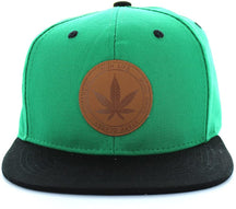 Armycrew Round Marijuana Logo Flat Bill Cotton Snapback Baseball Cap