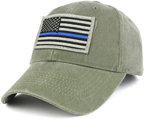 Armycrew USA Thin Blue Flag Tactical Patch Cotton Adjustable Baseball Cap