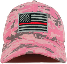 Armycrew Thin Red Line American Flag Embroidered Patch Camo Baseball Cap - PKD