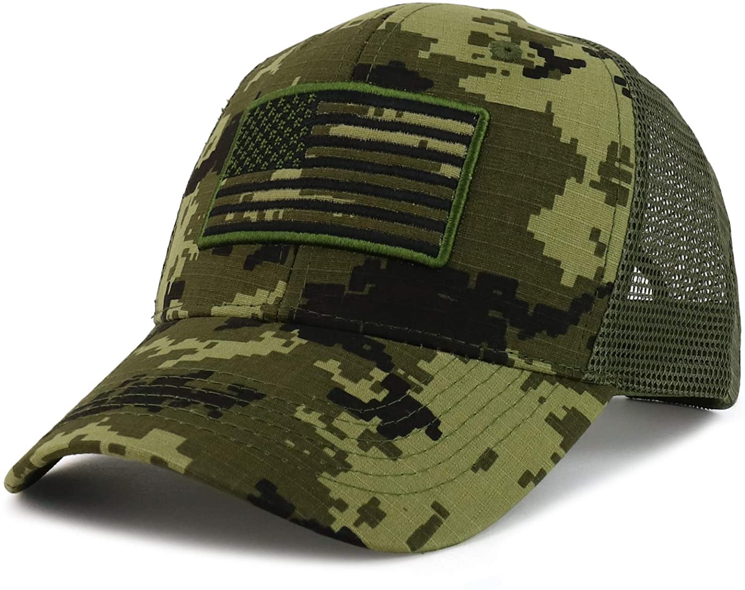Armycrew USA Flag Embroidered Structured Trucker Mesh Baseball Cap - FDC