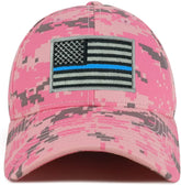 Armycrew Thin Blue Line American Flag Patch Camouflage Structured Baseball Cap - PKD