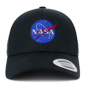 Armycrew Flexfit Oversize XXL NASA Insignia Logo Embroidered Retro Trucker Mesh Cap