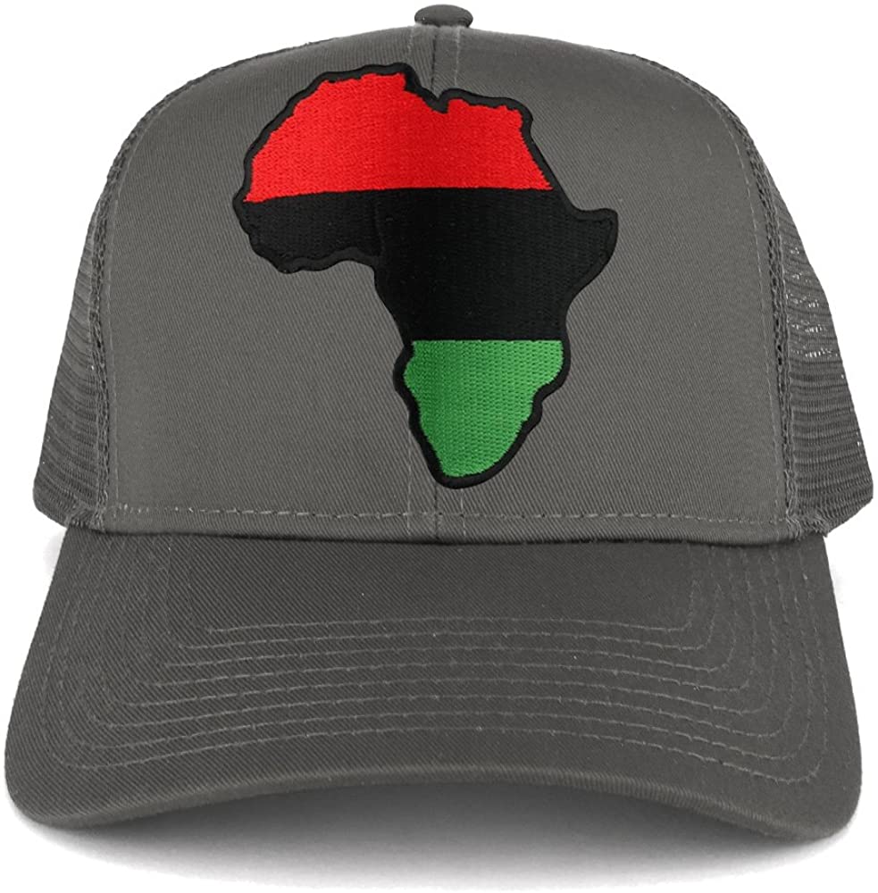 Red Black Green Africa Map Embroidered Iron on Patch Adjustable Trucker Mesh Cap