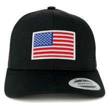 Flexfit American Flag Patch Snapback Trucker Mesh Cap - Black - Black Grey