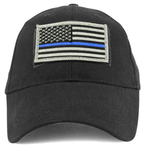 Armycrew USA Thin Blue Flag Tactical Patch Cotton Adjustable Baseball Cap