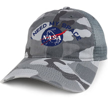 Low Profile Unstructured NASA, I Need My Space Embroidered Camo Mesh Trucker Cap