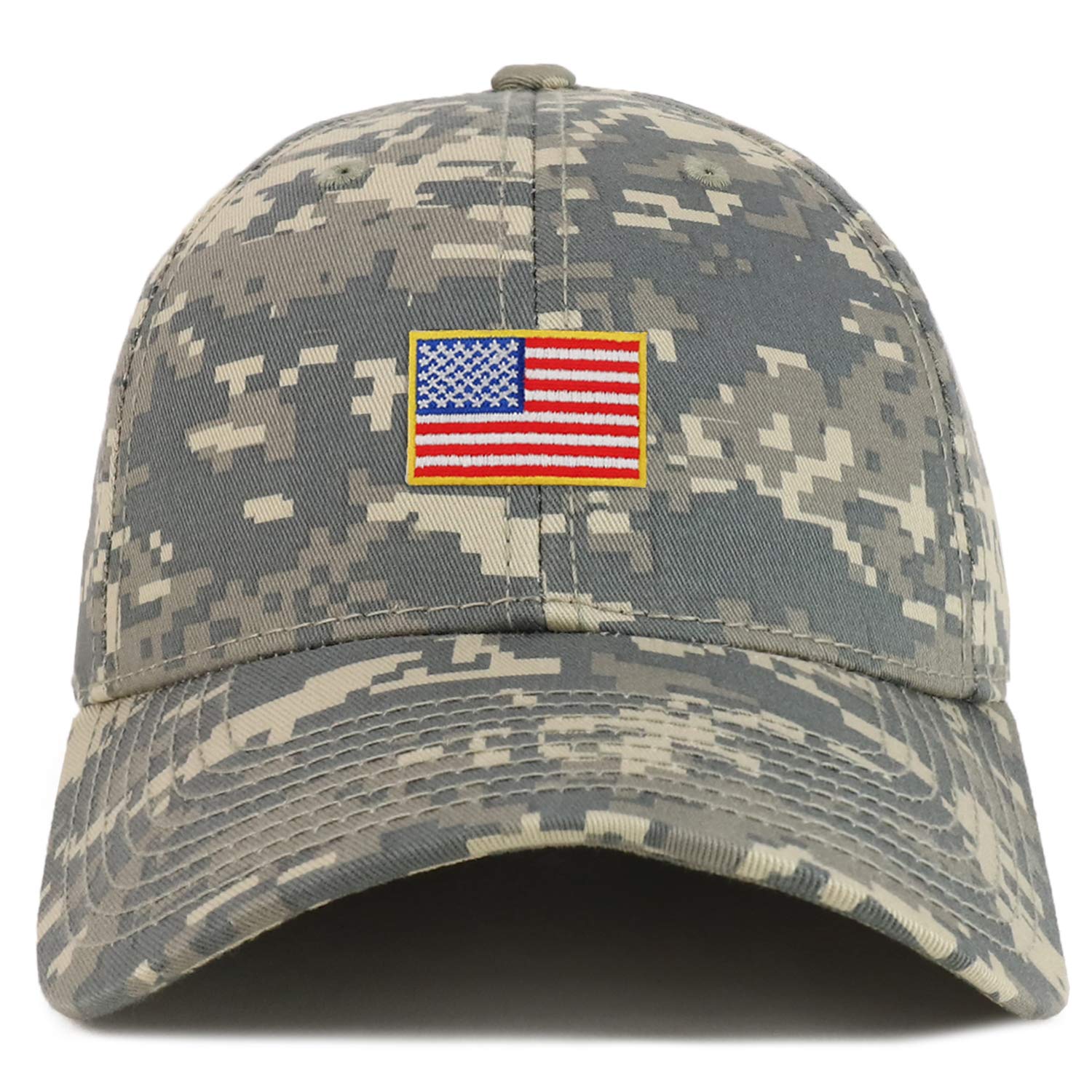 Armycrew Small American Embroidered Patch Camouflage Structured Baseball Cap - ACU