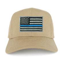 USA American Flag Logo Embroidered Iron On Patch Snap Back Cap - Khaki