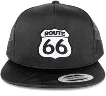 Armycrew Flexfit Route 66 White Black Patch 5 Panel Flatbill Mesh Snapback Cap