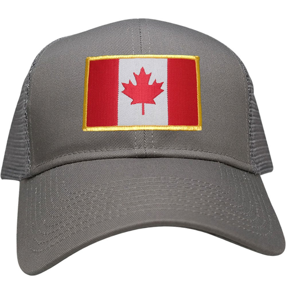 Canada Embroidered Gold Border Flag Iron On Patch Adjustable Mesh Trucker Cap